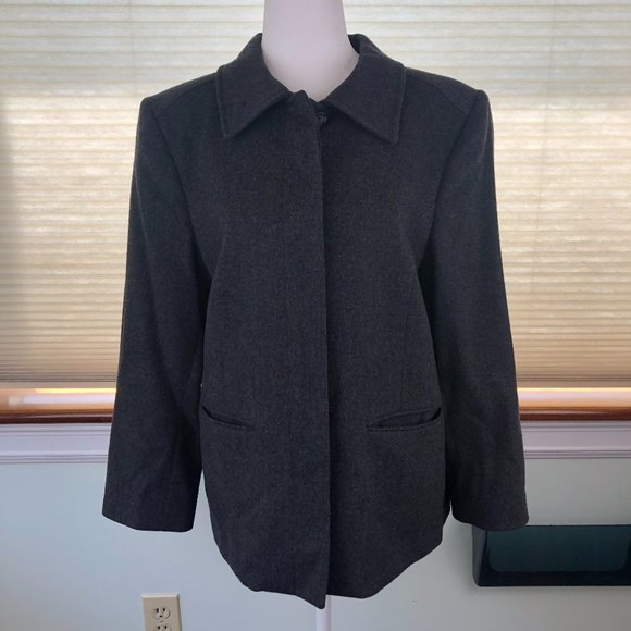 L.L. Bean Gray Cozy Wool/Cashmere Blend Blazer Jacket Academia Quiet Luxury - Picture 1 of 11